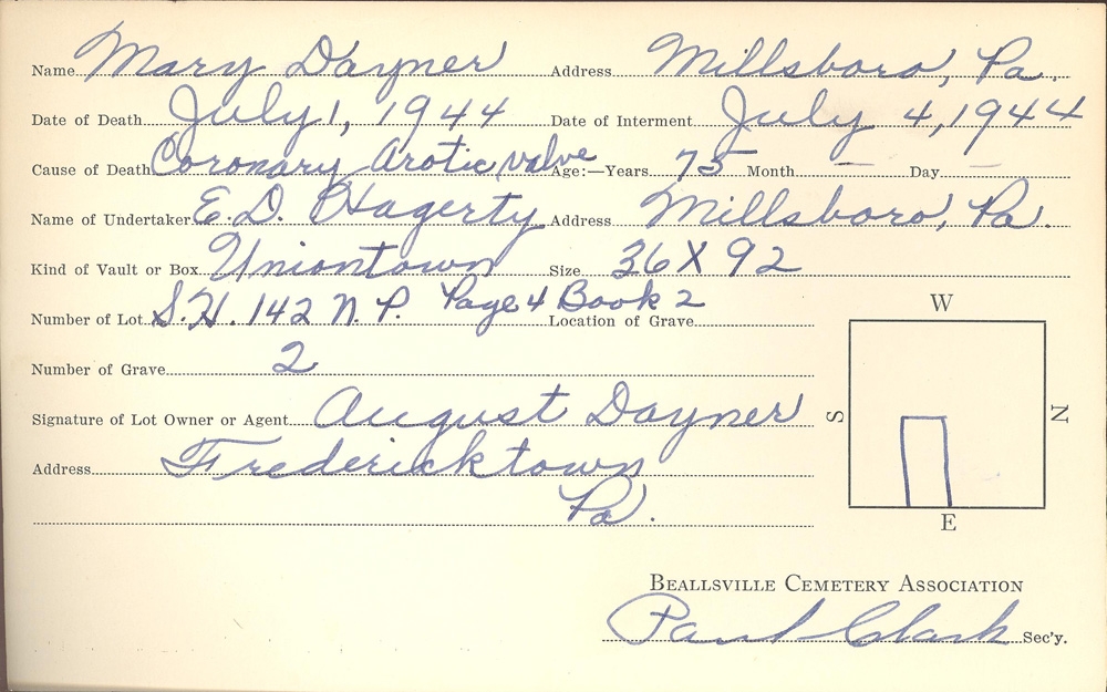 burial card